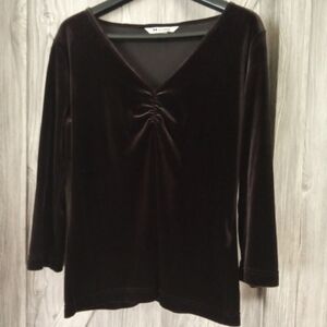 Nygard Collection Brown Stretch Velvet Top M